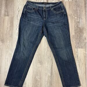 Cato Premium Jeans Tapered Leg Back Flap Pockets Dark Wash Denim Womens Size 18W